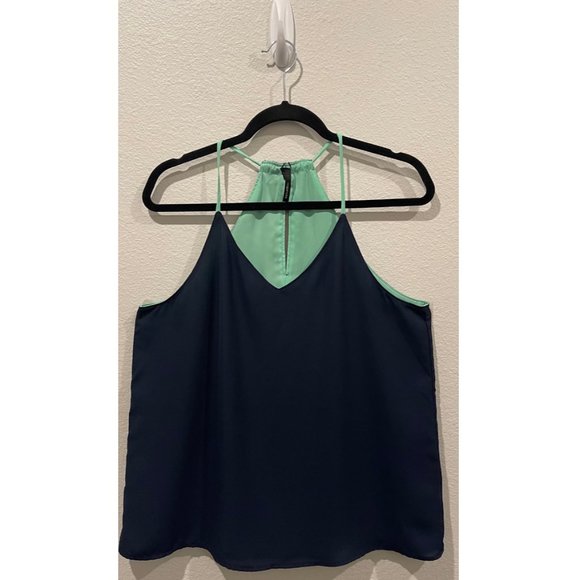 MAURICES Navy Blue and Mint Green Reversible Tank Top - Picture 1 of 3